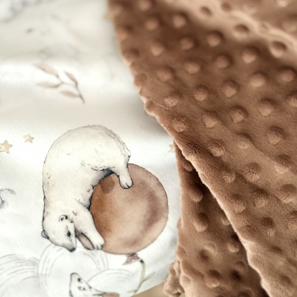 Une couverture 80/120 cm et coussin plat ours polaires