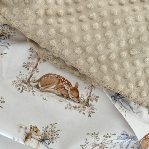 Ensemble Rêve la de faon couverture Minky sable, tapis à langer 80/60 un coussin plat